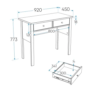 Стол туалетный Сага 92х45