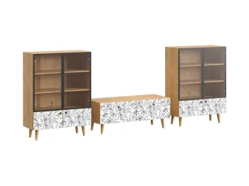 Корпус - Робиния Брэнсон, Фасад - Стекло/Принт Flower, Ножки бук