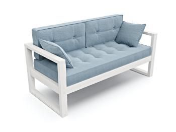 Белая эмаль/Рогожка голубая