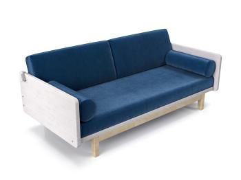 Беленый дуб/Синий велюр