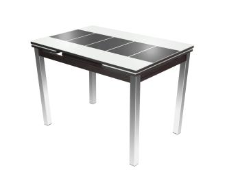 Черный муар/Стекло белое/Рисунок черный