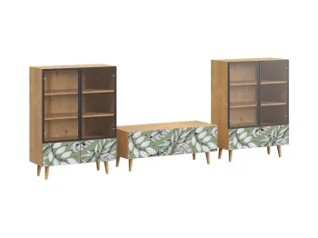 Ножки бук, Фасад - Стекло/Принт Jungle, Корпус - Робиния Брэнсон