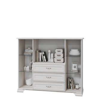 Комод MLK Николь с 2 стеклянными дверками