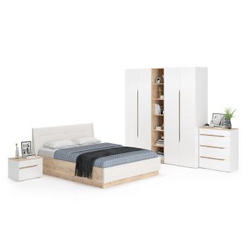 Белый/дуб эндгрейн элегантный/искусственная кожа белая