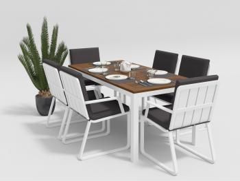 каркас белый/подушки антрацит/столешница тик