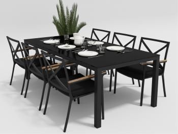 каркас темно - серый карбон/подушки черные/столешница черная глянцевая