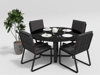 каркас темно-серый карбон/подушки антрацит/столешница черная глянцевая