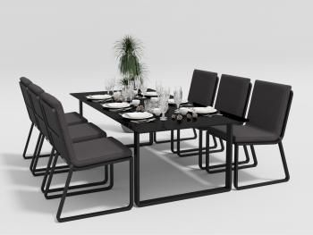 каркас темно-серый карбон / подушки антрацит / столешница черная глянцевая