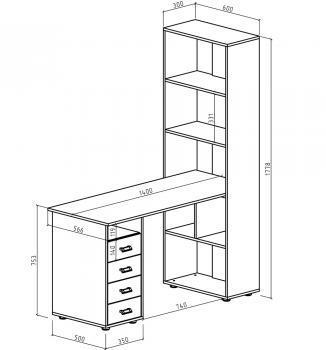 Компьютерный стол со стеллажем МФ Владимир Оксфорд-1 КСОК-1