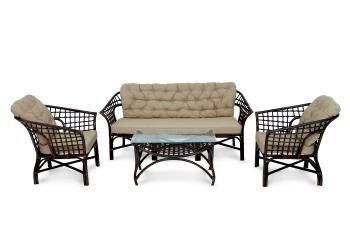 Каркас коричневый/Подушки бежевые