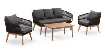 Ротанг черный/Подушки серые