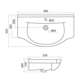 Раковина Santek Эльбрус 90