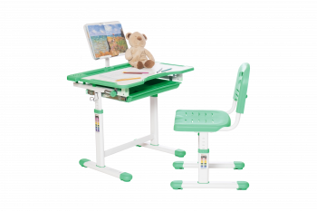 Цвет металла - белый, цвет ЛДСП - белый, цвет пластика - Зеленый