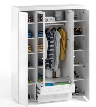 Шкаф 4 дв (560) с 2 Большими глухими дверьми, с 2 Малыми зеркальными дверьми и ящиками Катрин-К МН-63 Монако