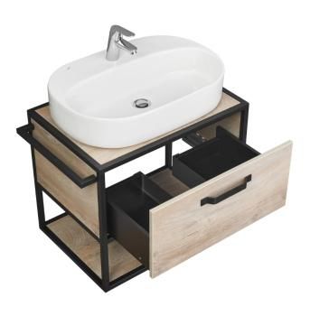 Тумба с раковиной Aquaton Лофт Фабрик 80/Раковина Одри Soft