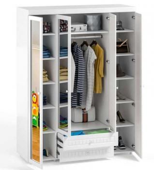 Шкаф 4 дв (560) с 2 Большими зеркальными дверьми, с 2 Малыми зеркальными дверьми и ящиками Катрин-К МН-64 Монако