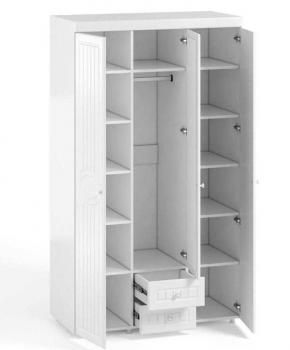 Шкаф 3 дв (560) с 2 Большими глухими дверьми, с 1 Малой зеркальной дверью и ящиками Катрин-К МН-57 Монако