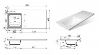 Тумба напольная Style Line Даллас 100 + Умывальник ESTETUS Даллас 1000*480 левый