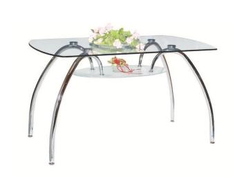 Подстолье матовое, столешница прозрачная, ноги хром