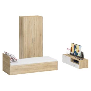 Дуб Сонома/Фасады ТВ тумбы МДФ Белый Глянец