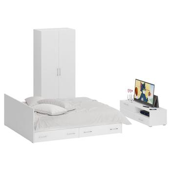 Белый/фасады ТВ тумбы МДФ белый глянец