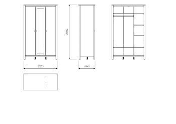 Шкаф 3 двери с зеркалом Гуд Лакк Сага