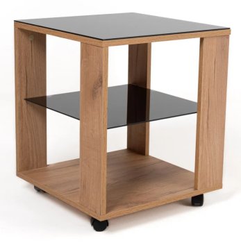 Дуб крафт золотой/стекло черное