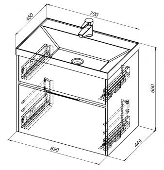 Тумба под раковину AQUANET Латина 70 (2 ящика)