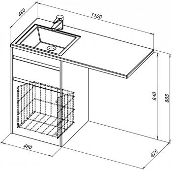 Тумба под раковину AQUANET Токио 48 (напольная, 1 ящик)