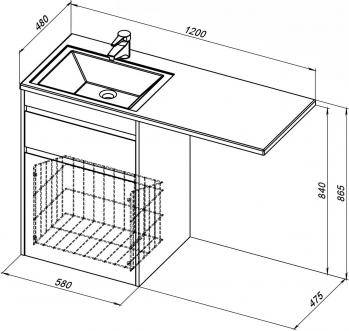 Тумба под раковину AQUANET Токио 58 (напольная, 1 ящик)
