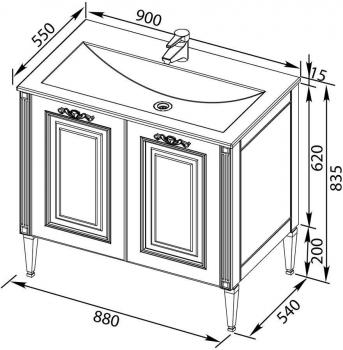 Тумба с раковиной AQUANET Паола 90 (литьевой мрамор)