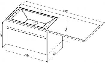 Тумба с раковиной AQUANET Токио 130 L (подвесная, 1 ящик)