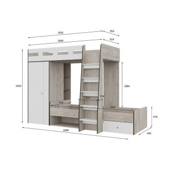 Кровать двухъярусная Арника Акита 90х200