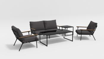 каркас темно-серый карбон/подушки антрацит/столешница черная глянцевая