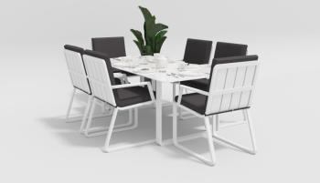 каркас белый / подушки антрацит / столешница белая глянцевая