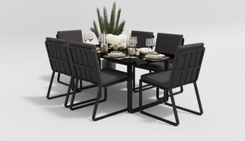 каркас темно-серый карбон / подушки антрацит / столешница черная глянцевая