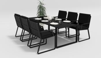 каркас темно-серый карбон / подушки черные / столешница черная глянцевая