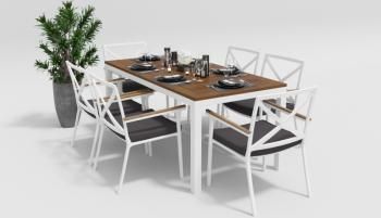 каркас белый/подушки антрацит/столешница тик