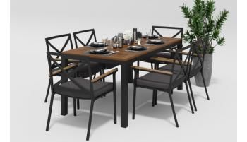 каркас темно-серый карбон/подушки антрацит/столешница тик