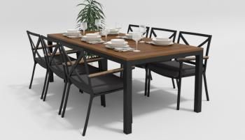 каркас темно-серый/подушки антрацит/столешница тик