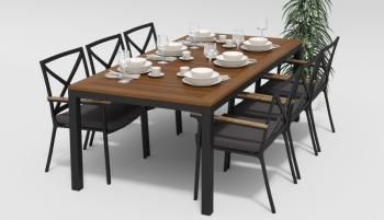 каркас темно-серый карбон/подушки антрацит/столешница тик