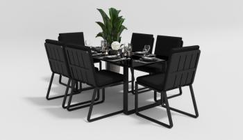 каркас темно-серый карбон / подушки черные / столешница черная глянцевая